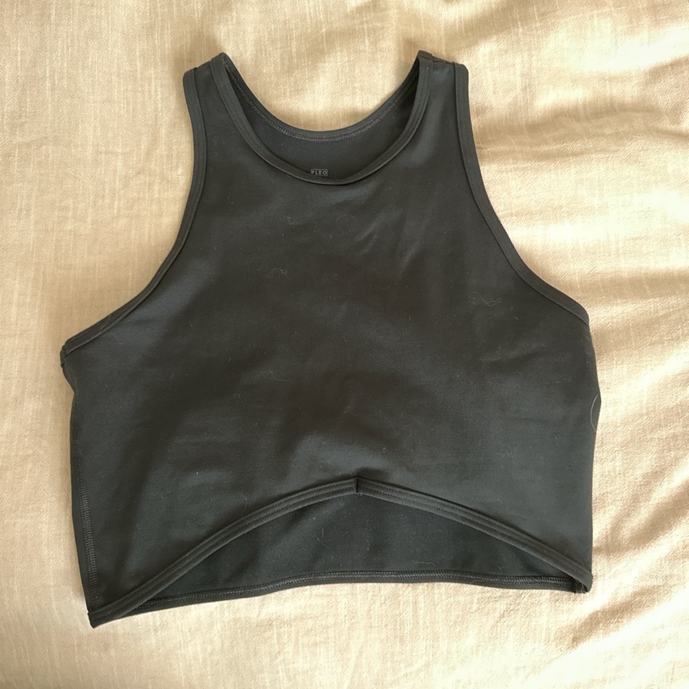FLEO black crop top with front cut design